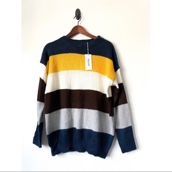 Colorblock Striped Crewneck Long Sleeve Sweater - Picture 4 of 5